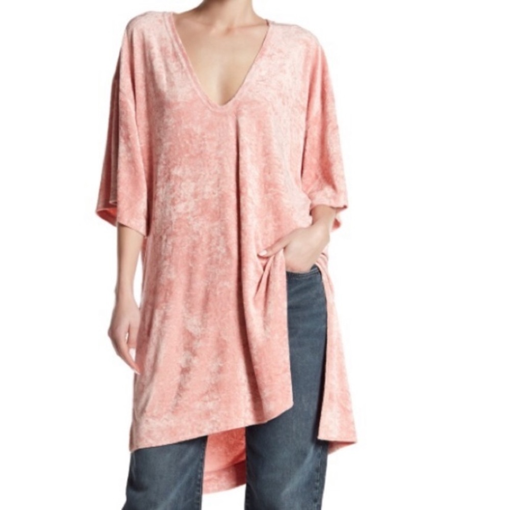 Free people Velvet Luxe Tee Tunic Blush Pink